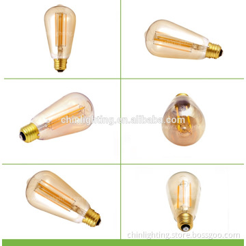 High power 8w vintage ST64 long filament golden led light filament bulb
